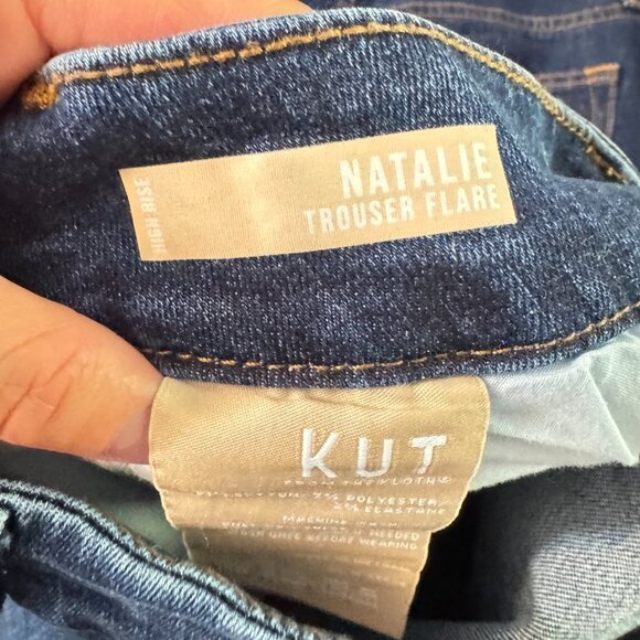 ☀️ KUT FROM THE KLOTH Natalie High Rise Trouser Flare Jeans Denim 4 Dark Wash - Picture 8 of 10
